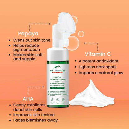 Alps Goodness Papaya, Vitamin C & AHA Glow Foaming Face Wash