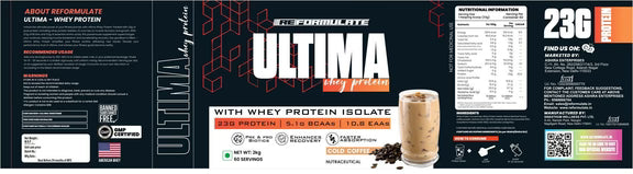 Reformulate Ultima I Whey Protein with Isolate I 23 G Protein I 5.1G BCAA I 10.8 EAA I Pre & Probiotics - Chocolate - 2 kg