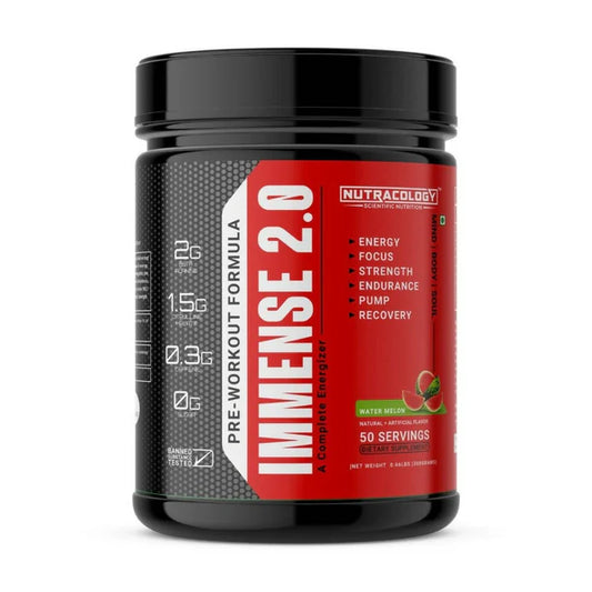 Nutracology Immense 2.0 Pre-Workout For Performance Strength & Energy Boost - 300 gm - Watermelon