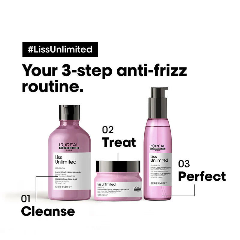 L'Oreal Professionnel Liss Unlimited Shampoo, Hair Mask & Hair Serum Serie Expert -combo