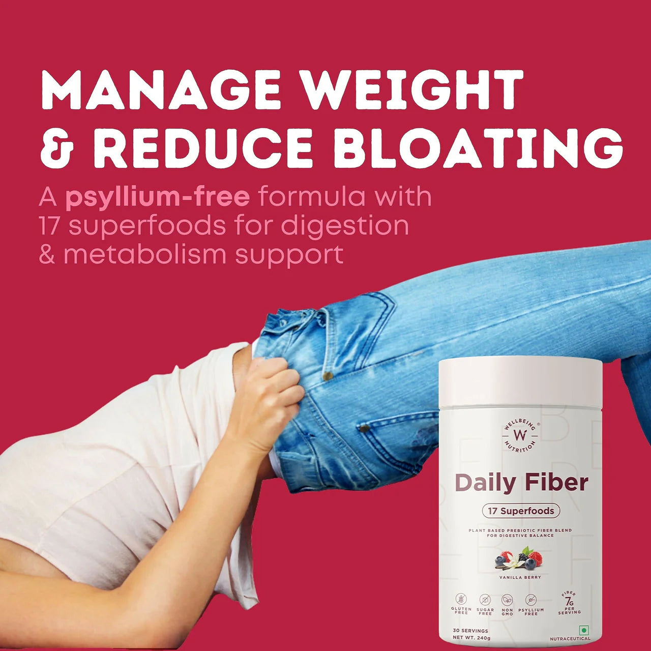 Wellbeing Nutrition Daily Fiber Powder - Vanilla Berry & Pina Colada Combo