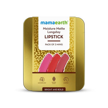 Mamaearth Moisture Matte Long Stay Lipstick Gift Set - Bright and Bold -Gift set