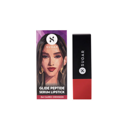 SUGAR Glide Peptide Serum Lipstick with Vitamin E - 04 Cairo Crimson - 4.2 gm