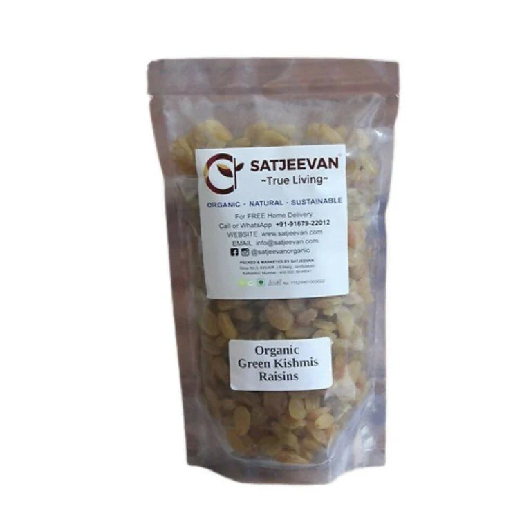 Satjeevan Organic Green Kishmis Raisins - 200 gm