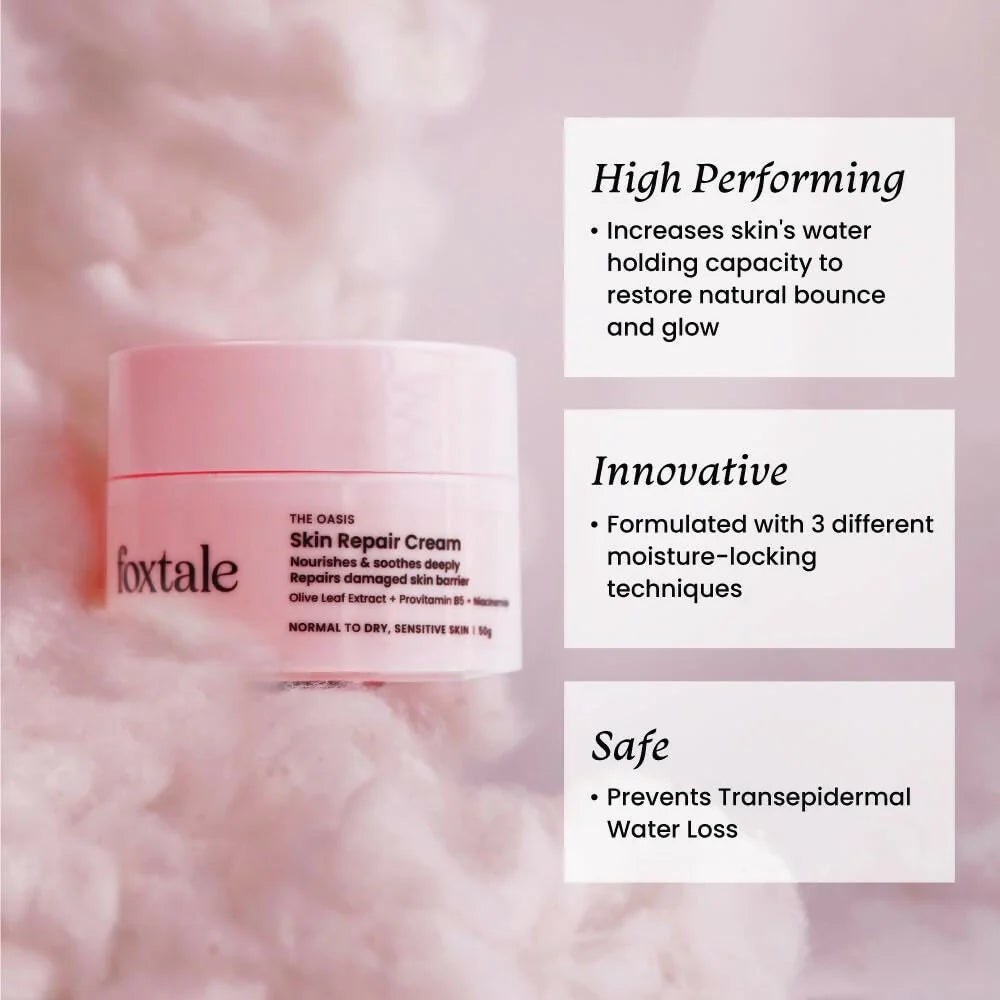 Foxtale Skin Repair Cream With Olive Leaf Extract, Provitamin B5 & Niacinamide
