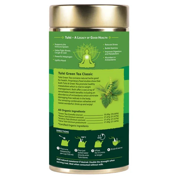 Organic India Tulsi Green Tea Classic Tin - 100 gm
