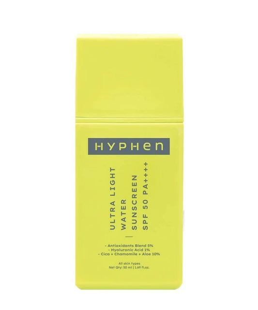 Hyphen By Kriti Sanon Ultra Light Water Sunscreen SPF 50 PA++++ UVA-UVB & Blue Light Protection, No White Cast, For Men & Women - 50 ml