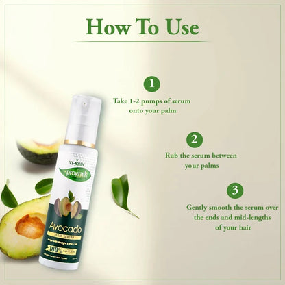VI-JOHN Prakritik Avocado Hair serum Prevents dryness & Adds shine, 100% Natural Bio-Actives - 100 ml