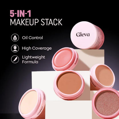 Gleva 5 In 1 Makeup stack Gleva 5 In 1 Makeup stack WIth Concealer, Bronzer, Blusher, Compact & Highlighter Smooth & Blendable Formula - Medium - 25 gm