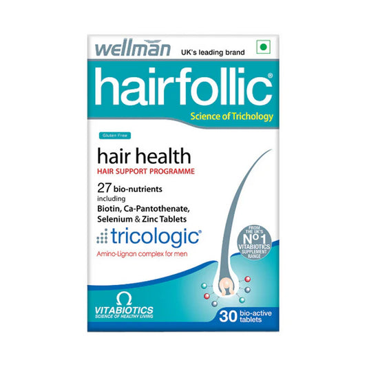 Wellman Hairfollic UK's No.1 Hair Supplement Tablets For Men ( Tricologic Formula 30 Vitamins & Minerals) - 30 tabs