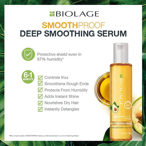 Biolage Smoothproof Avocado Deep Smoothing Serum Deep Smoothening With Avocado & Grape Seed Oil - 100 ml