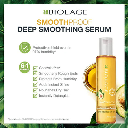 Biolage Smoothproof Avocado Deep Smoothing Serum Deep Smoothening With Avocado & Grape Seed Oil - 100 ml