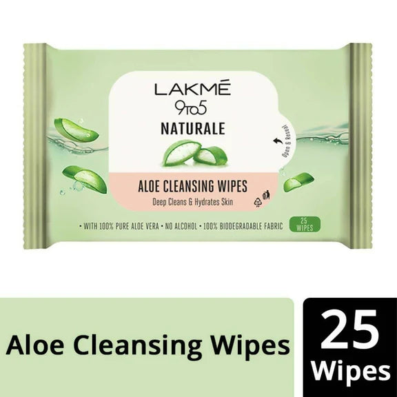 Lakme 9to5 Natural Aloe Cleansing Wipes - 25 Wipes
