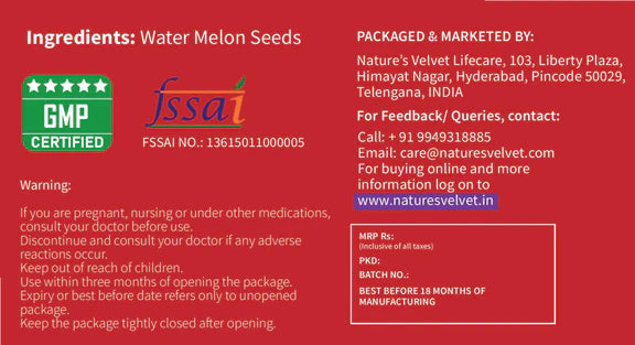 Nature's Velvet Raw Premium Watermelon Seeds - 250 gm