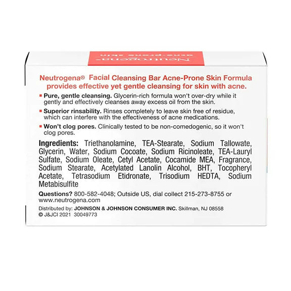 Neutrogena Facial Bar Acne Prone Skin Formula - 99 gm