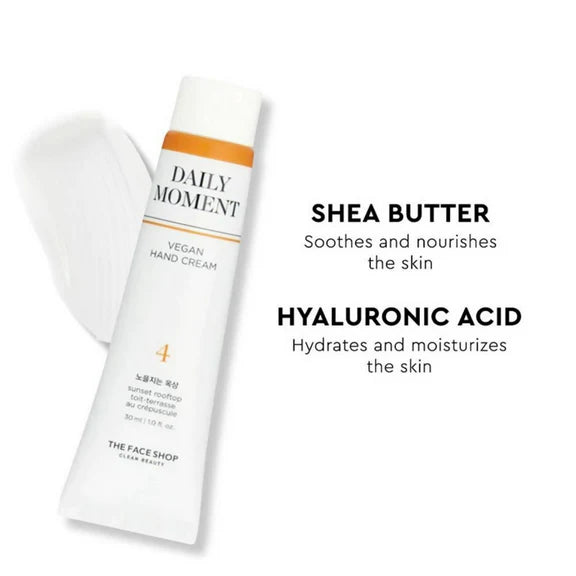Face Shop Non-Greasy Vegan Hand Cream - Sunset Rooftop With Hyaluronic Acid - 30 ml