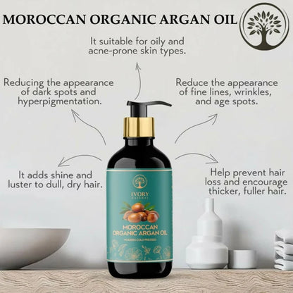 Ivory Natural Moroccan Organic Argan Oil Premium & Extra Virgin - 200 ml