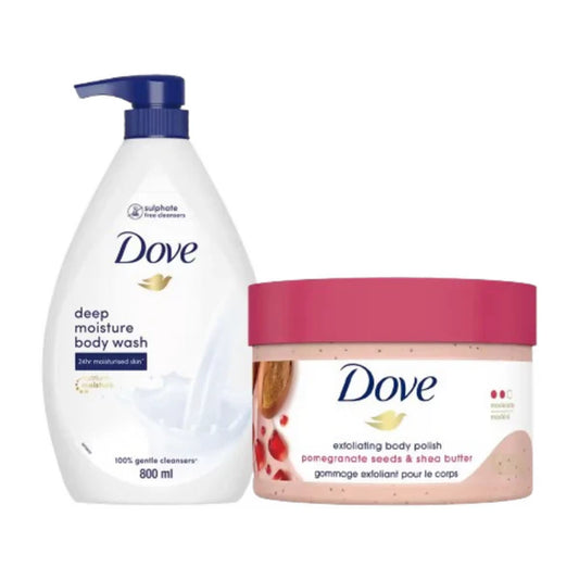 Dove Bestselling - Pomegranate Scrub & Deep Moisture Bodywash Combo - combo
