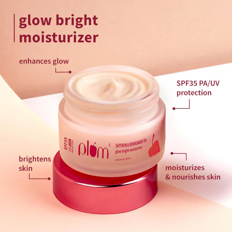 Plum CSM Combo - Saffron Face Wash Saffron Moisturizer & Niacinamide & Rice Water SPF Sunscreen - combo