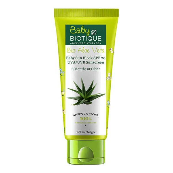Biotique Bio Aloe Vera Baby Sun Block SPF 20 UVA/UVB Sunscreen - 50 gm
