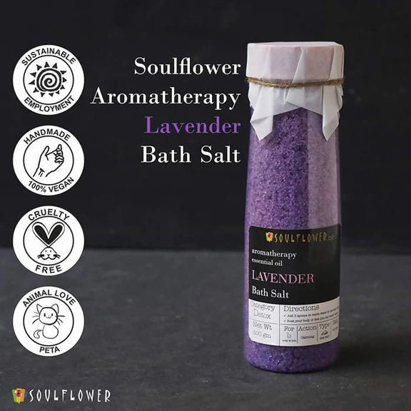 Soulflower Aromatherapy Essential Oil Lavender Bath Salt - 500 gm