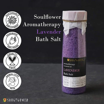 Soulflower Aromatherapy Essential Oil Lavender Bath Salt - 500 gm