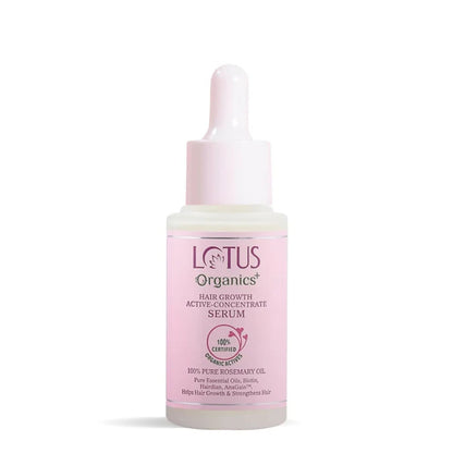 Lotus Organics+ Hair Growth Active Concentrate Serum for Hair Growth, Increases Thickness, Strengthens Hair Follicles - 28 ml