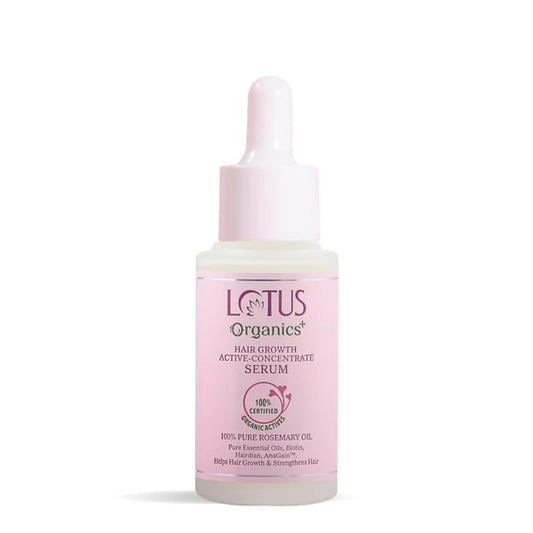 Lotus Organics+ Hair Growth Active Concentrate Serum for Hair Growth, Increases Thickness, Strengthens Hair Follicles - 28 ml