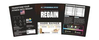 Reformulate Regain I Mass Gainer with Added Pre and Pro Biotics I 364 Energy | 1.5 Creatine - Cold Coffee & Malai Kulfi - 5 kg