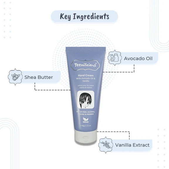 Teenilicious Hand Cream With Avocado Oil & Vanilla - 60 gm