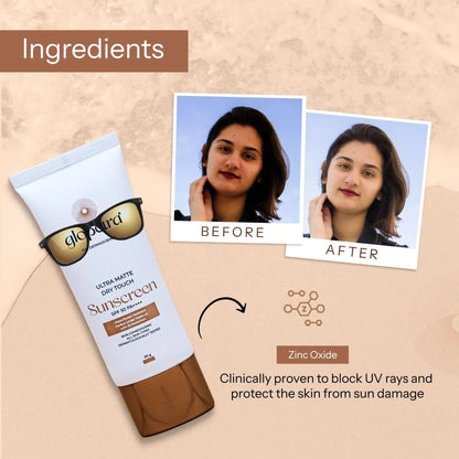 Glopetra Ultra Matte Dry Touch Sunscreen Spf 50 Pa+++ - 50 gm