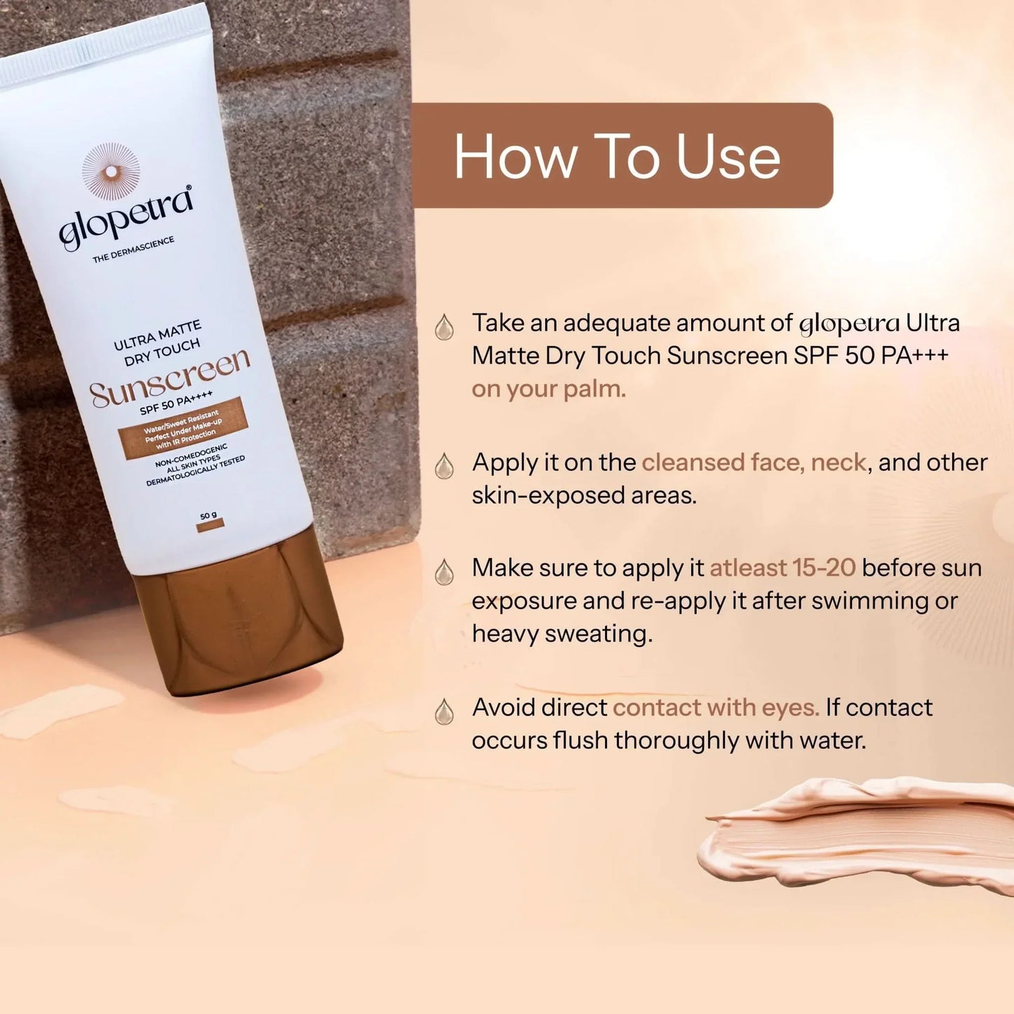 Glopetra Ultra Matte Dry Touch Sunscreen Spf 50 Pa+++ - 50 gm
