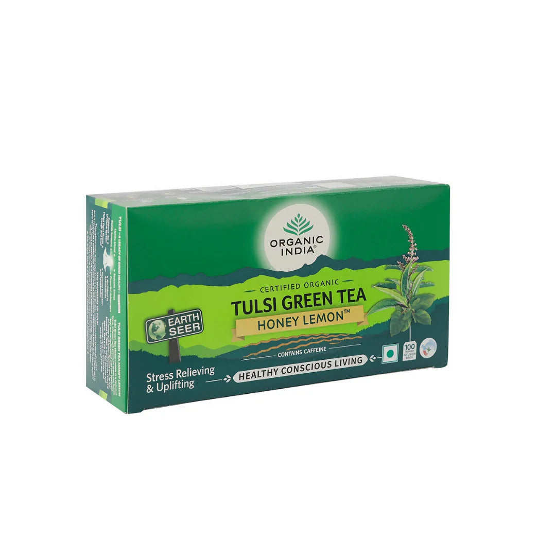 Organic India Tulsi Green Tea Honey Lemon Teabags-100 Teabags