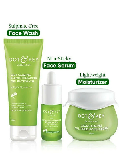 Dot & Key Cica + Niacinamide C + E CSM (Cleanser, Serum, Moisturizer) Routine for Oily & Acne Prone Skin - combo