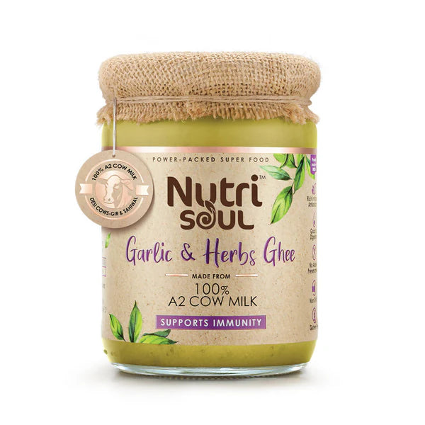 Nutrisoul Garlic & Herbs Ghee | Rich in Antioxidants | Pure Ghee Supports Immunity & Health - 500 ml