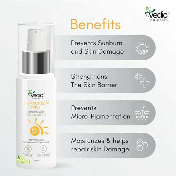 Vedic Naturals Sunscreen Face Mist with SPF 50 PA+++ - 100 ml