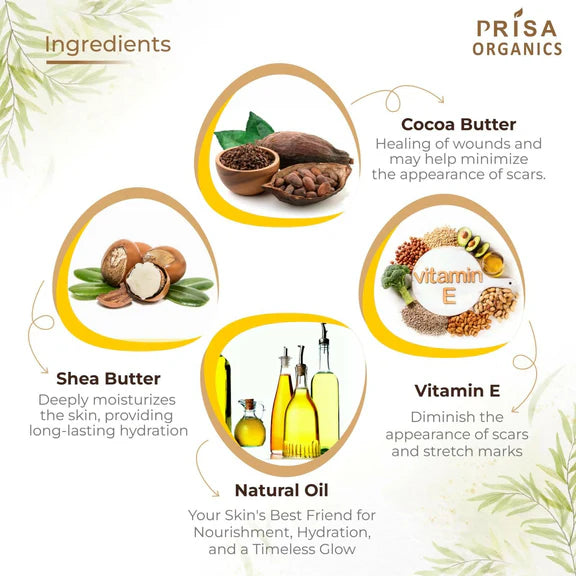 Prisa Organics Stretch Mark Removal Cream To Reduce Stretch Marks, Scars, Spots, Discolouration