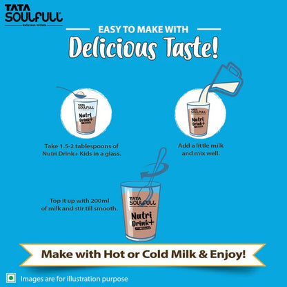 Tata Soulfull Nutri Drink+ For Kids With Millets - Cookie & Cream Flavor - 200 gm
