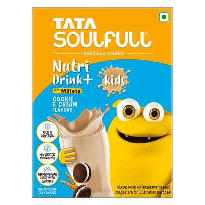 Tata Soulfull Nutri Drink+ For Kids With Millets - Cookie & Cream Flavor - 200 gm