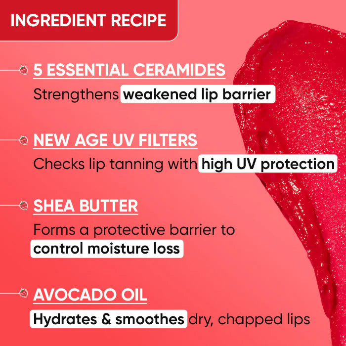 Dot & Key Barrier Repair Hydrating Lip Balm SPF 50 With Ceramides & Peptides Strawberry Red - 4.5 gm