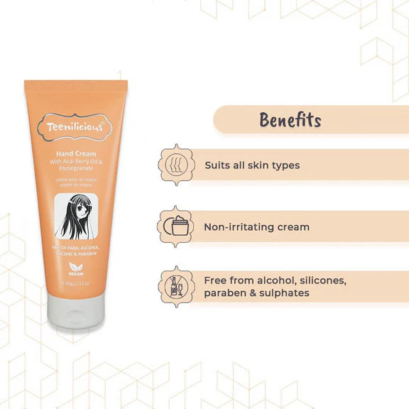 Teenilicious Hand Cream With Acai Berry Oil & Pomegranate - 60 gm