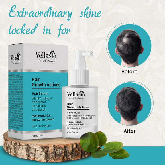Vellasio Hair Growth Serum Actives - 3% Redensyl, 4% Anagain, 3% Procaoil, 2% Baicapil - 30 ml