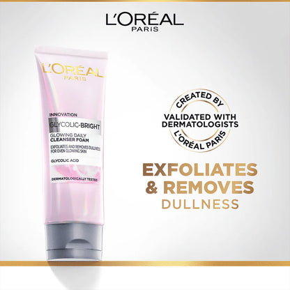 L'Oreal Paris Glycolic Acid Glowing And Protecting CSMS (Cleanser, Serum, Moisturizer, Sunscreen) Regime Kit -kit