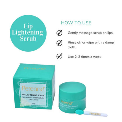Perenne Lip Lightening Scrub With Vitamin C & Shea Butter - Mint Choco - 10 gm