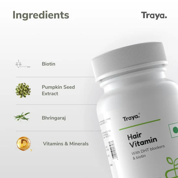 Traya Hair Vitamins with Biotin and Bhringraj Capsules - 30 caps