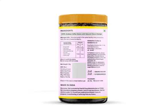 Teacurry Choco Orange Instant Coffee Powder - Arabica Freeze Dried Coffee for Instant Hot & Cold Coffee - 50 gm