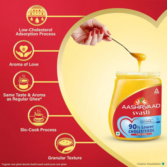 Aashirvaad Svasti 90% Lower Cholesterol Ghee - 500 ml