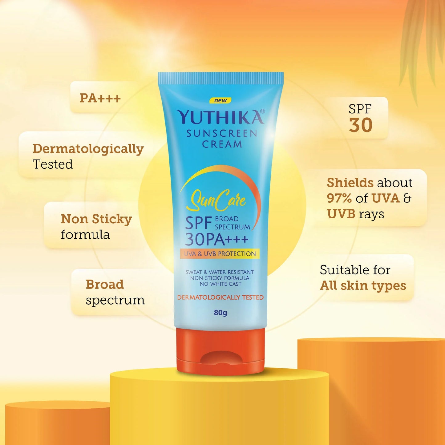 Yuthika Sunscreen Lotion SPF 30 PA+++ - 80 gm