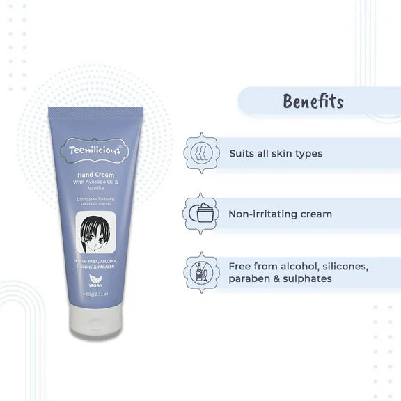 Teenilicious Hand Cream With Avocado Oil & Vanilla - 60 gm