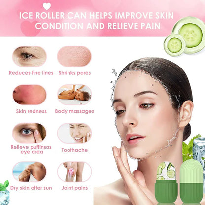 Episkey Ice Roller For Face Eyes and Neck To Brighten Skin & Enhance Your Natural Glow & De-Puff The Eye Area (Reusable) - Fev Green - 1 pc
